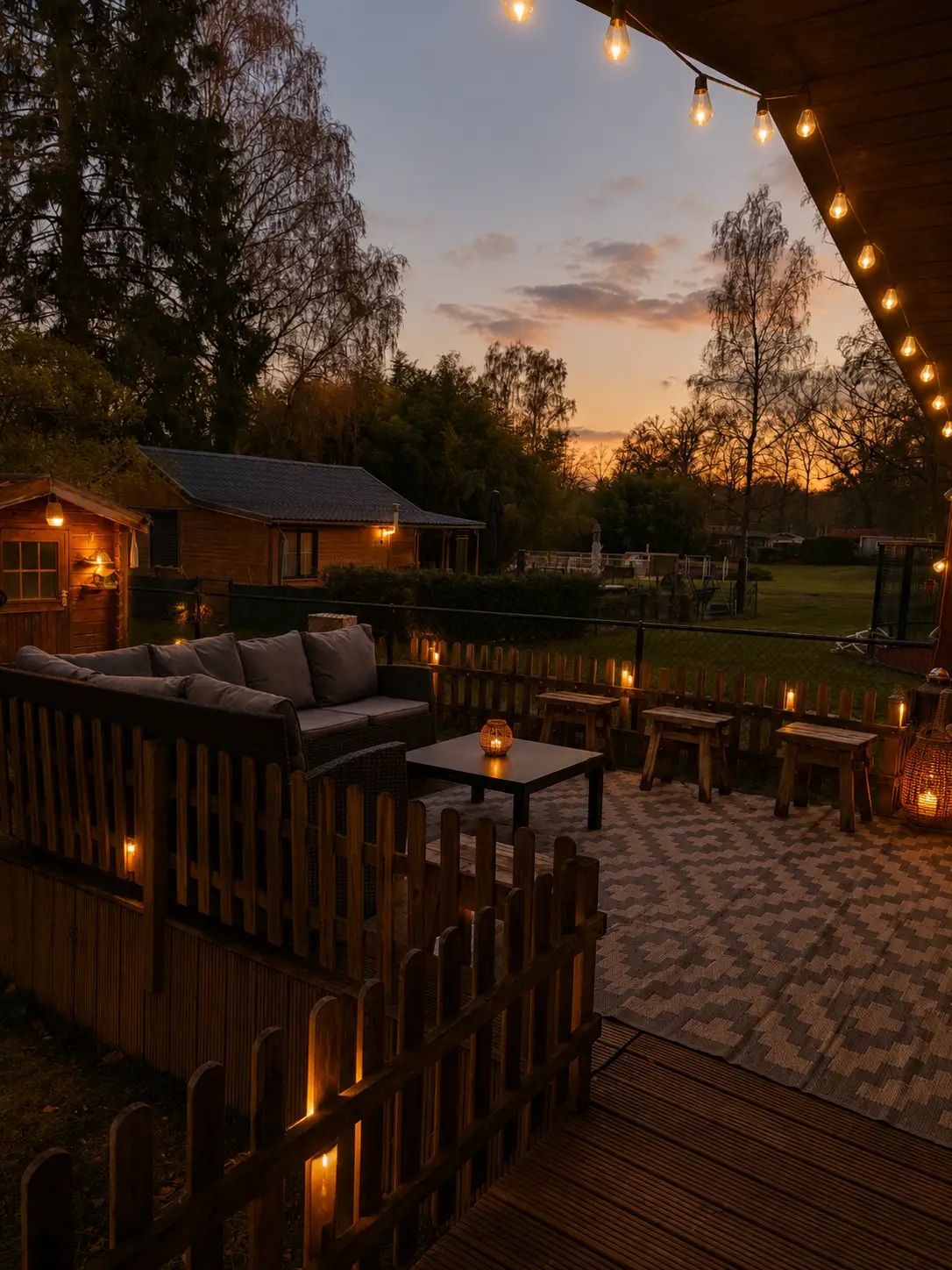 Zonsondergang op het terras van chalet La Luna