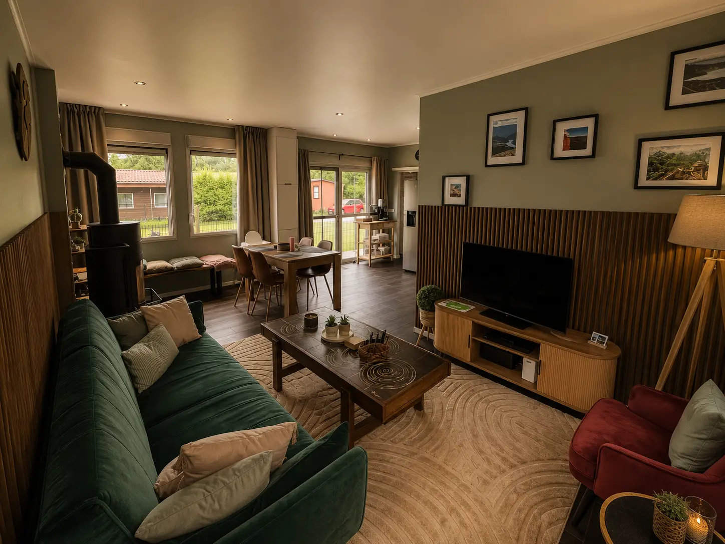Ruime woonkamer van chalet La Vida